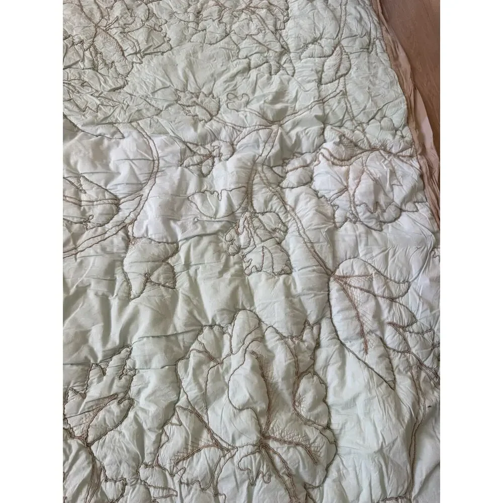 Vintage SOFT SURROUNDINGS sage/mint green Crinkle Comforter Queen Size